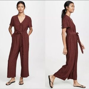 RAILS // Jet Cheetah Spotted Jumpsuit, Cropped Wide Leg, Rust Red, Size XS, EUC